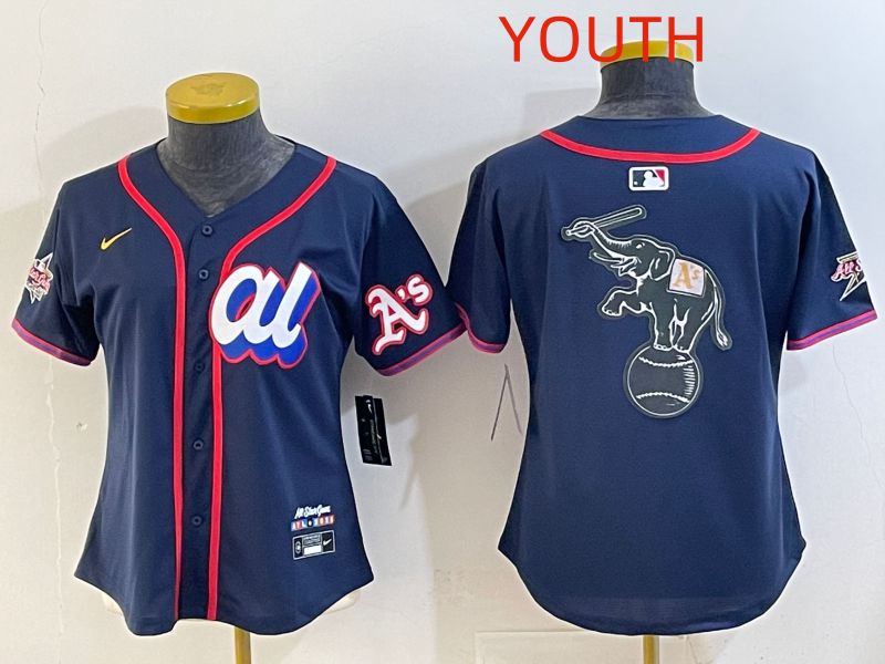 Youth 2025 Oakland Athletics Blank Drak Blue All star Nike MLB Jersey style 03